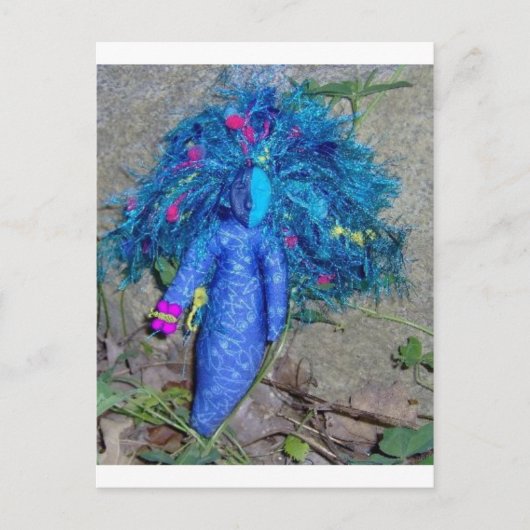 Blauwe Xavychup Godin Pop Briefkaart (Voorkant)