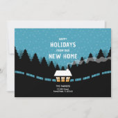 Blauwe Xmas Bewegende Aankondiging met kleine cabi (Voorkant)