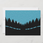 Blauwe Xmas Bewegende Aankondiging met kleine cabi (Achterkant)