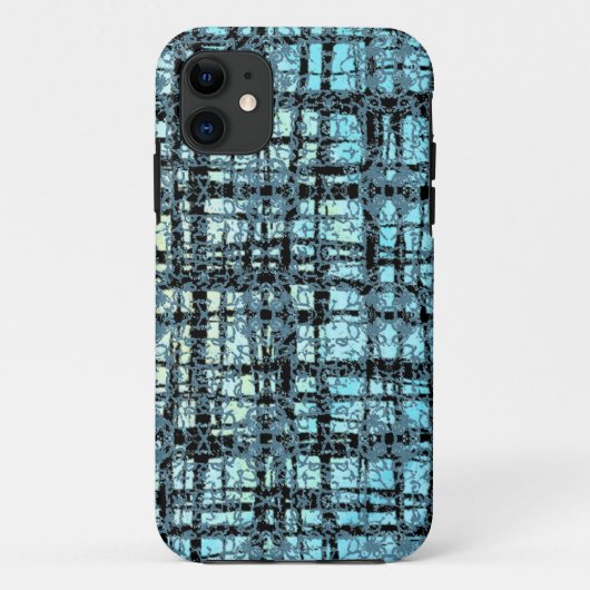 Blauwe X's en O's Pattern Black Check Case-Mate iPhone Case (Achterkant)