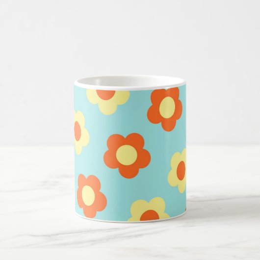 Blauwe Y2K Wildflower Bold Retro Spring Kitchen Koffiemok (Center)