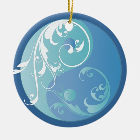 Blauwe yin en Yang Ornament (Voorkant)