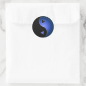 blauwe yin yang ronde sticker (Tas)
