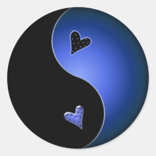 blauwe yin yang ronde sticker