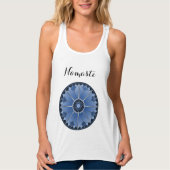 Blauwe Yoga Namaste Typografie Mandala Lotus Custo Tanktop (Voorkant)