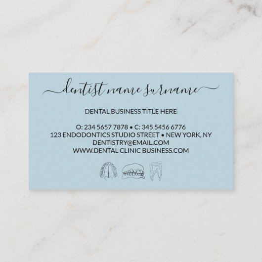 Blauwe zachte tand-whitterende tandkunst visitekaartje (Achterkant)