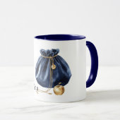 Blauwe Zak Gouden Appel Ketting Mok (Voorkant rechts)