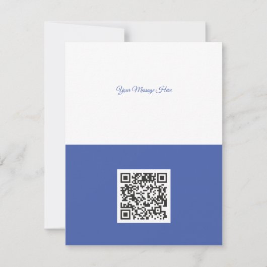 Blauwe zakelijke QR-kerstboom Feestdagenkaart (Achterkant)