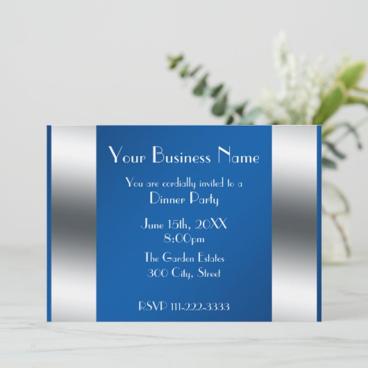 Blauwe zakelijke uitnodiging (Staand voorkant)