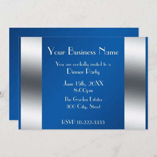 Blauwe zakelijke uitnodiging (Voorkant / Achterkant)