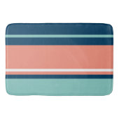 Blauwe, zalm- en Turquoise Stripes Badmat (Voorkant)