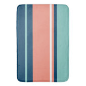 Blauwe, zalm- en Turquoise Stripes Badmat (Voorkant Verticaal)