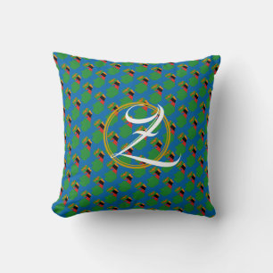 Blauwe ZAMBIA Schrift Monogram Spreidkussen Kussen