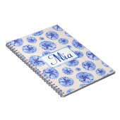 Blauwe zanddollar waterverf-aangepaste monogram-na notitieboek (Rechterzijde)
