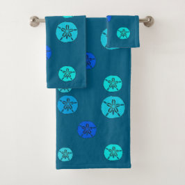 Blauwe zanddollars bad handdoek