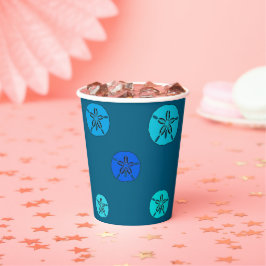 Blauwe zanddollars papieren bekers