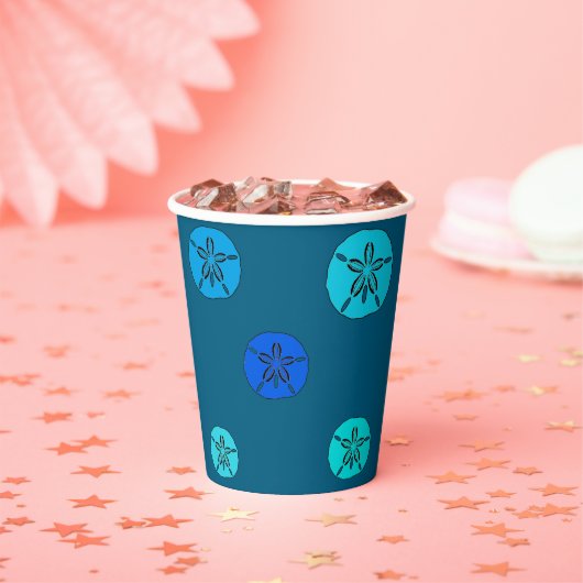 Blauwe zanddollars papieren bekers (Insitu)