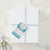 Blauwe Zanddollars Strand Kerstmis Cadeaulabel (Met Touw)
