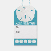 Blauwe Zanddollars Strand Kerstmis Cadeaulabel (Voorkant)