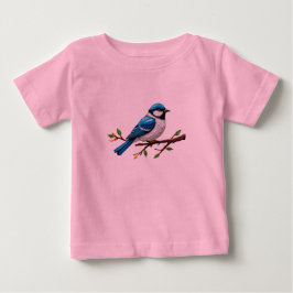 Blauwe Zangvogel op Tak Illustratie