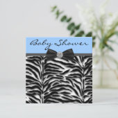 Blauwe Zebra Baby Jongens Borrel Kaart (Staand voorkant)