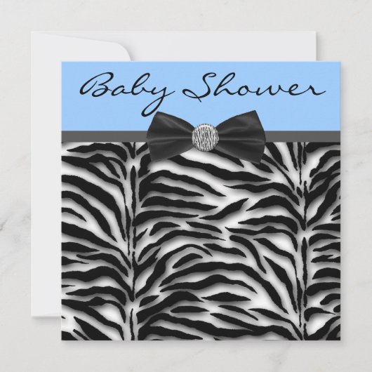 Blauwe Zebra Baby Jongens Borrel Kaart (Voorkant)