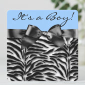 Blauwe Zebra Baby Shower Kaart