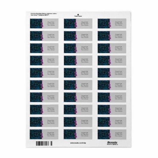 Blauwe Zebra, glitter-Zebra, Zebra-afdrukken, stri Etiket (Full Sheet)