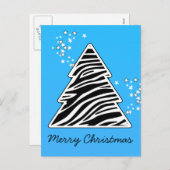 Blauwe Zebra kerstboom Feestdagenkaart (Voorkant / Achterkant)
