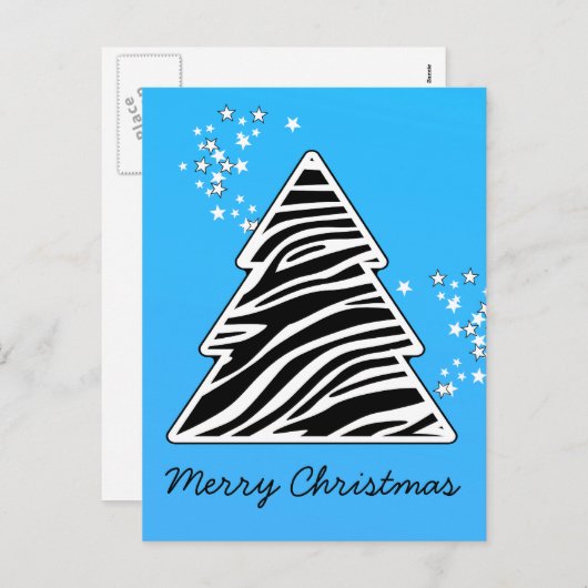Blauwe Zebra kerstboom Feestdagenkaart (Voorkant / Achterkant)