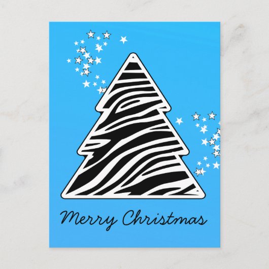 Blauwe Zebra kerstboom Feestdagenkaart (Voorkant)