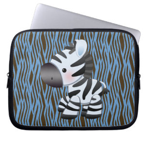 Blauwe Zebra & kunststofbeschermhoes Laptop Sleeve