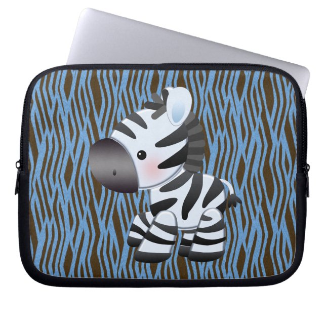 Blauwe Zebra & kunststofbeschermhoes Laptop Sleeve (Voorkant)
