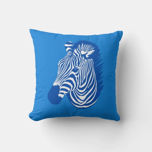 Blauwe Zebra Kussen (Voorkant)