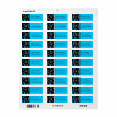 Blauwe Zebra monogram retouradreslabels Etiket (Full Sheet)