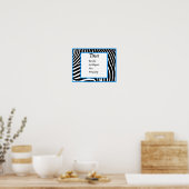 blauwe Zebra Naam Kunst Muurprint Poster (Keuken)
