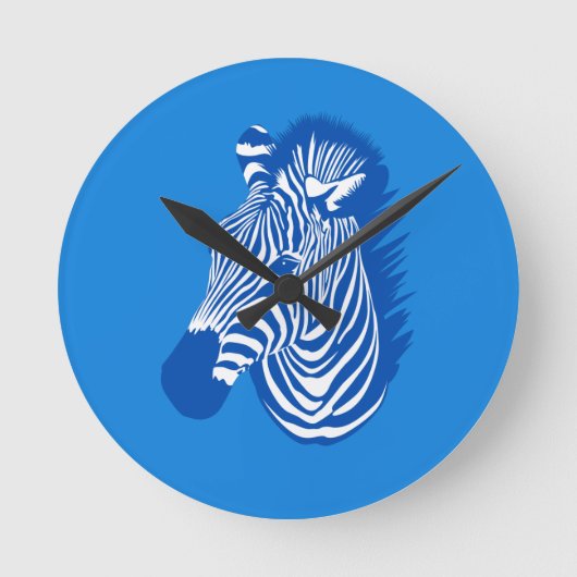 Blauwe Zebra Ronde Klok (Voorkant)