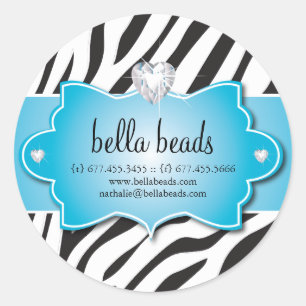 Blauwe Zebra sieraden Designer Stickers