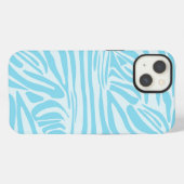 Blauwe zebra streeppatroon iPhone hoesje (Achterkant horizontaal)