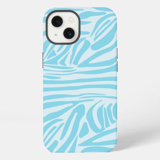 Blauwe zebra streeppatroon iPhone hoesje (Achterkant)