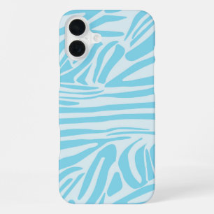 Blauwe zebra streeppatroon iPhone 16 plus hoesje