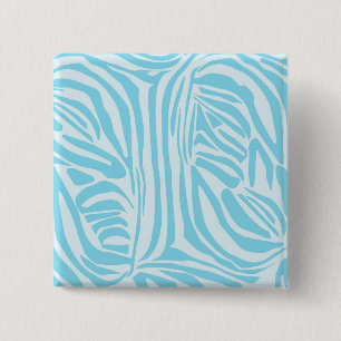 Blauwe zebra streeppatroon vierkante button 5,1 cm