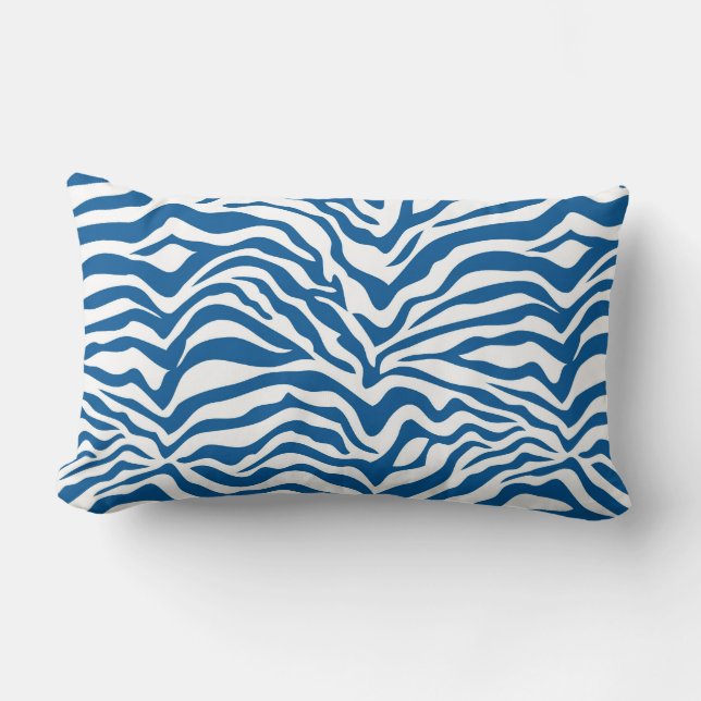 Blauwe Zebra Stripes Wild Animal Print Kussen (Voorkant)
