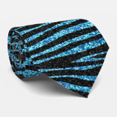 Blauwe zebraafdrukken (faux glitter bling) stropdas (Opgerold)