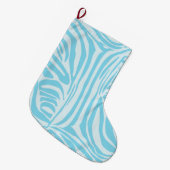 Blauwe zebraprint grote kerstsok (Voorkant (Hangend))