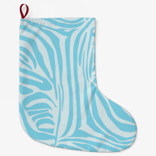 Blauwe zebraprint grote kerstsok
