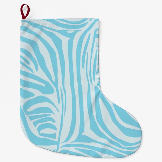 Blauwe zebraprint grote kerstsok (Voorkant)