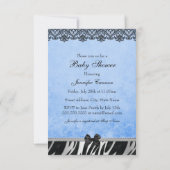 Blauwe zebraprint jongens babyshower uitnodiging (Achterkant)