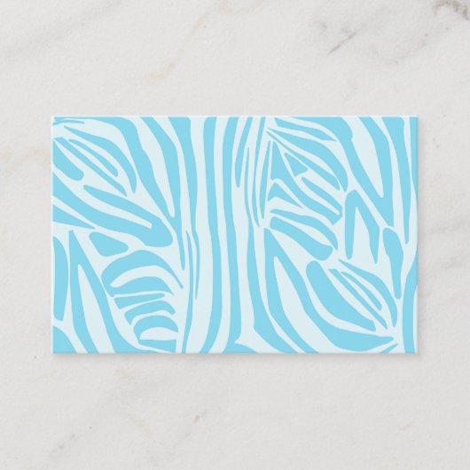 Blauwe zebraprint kortingskaartje (Voorkant)