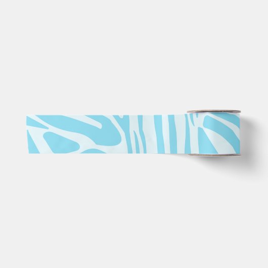 Blauwe zebraprint satijnen lint (Voorkant)